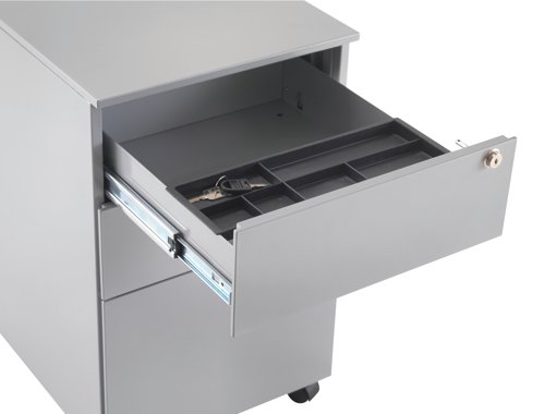 Jemini 3 Drawer Mobile Pedestal Steel 380x470x615mm Silver KF74155 - VOW - KF74155 - McArdle Computer and Office Supplies