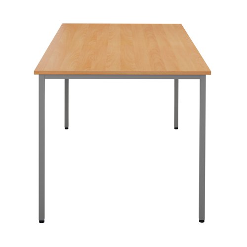 This multipurpose rectangular table, supplied in a flatpack construction is simple to build and is ideal for a variety of uses. Featuring 10mm height adjustable feet with metal to metal fixings, the table comes with a silver powder coated frame. Finished in Beech, measuring 1200x800x730mm in size.