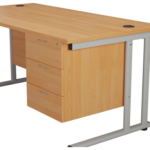 Offering a convenient and flexible place to store documents, papers and stationery, this fixed pedestal in Beech fits Jemini standard desking. The pedestal features 3 box drawers and measures W400xD600xH510mm.