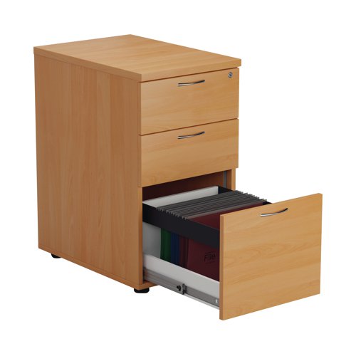 First 3 Drawer Desk High Pedestal 404x600x730mm Beech KF74465 VOW