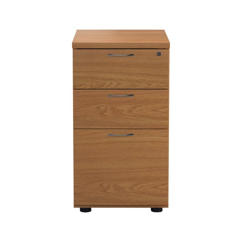 Offering a handy storage solution, this desk-high pedestal is lockable for security. It combines two smaller drawers for stationery and essentials with one larger drawer for filing and documents.