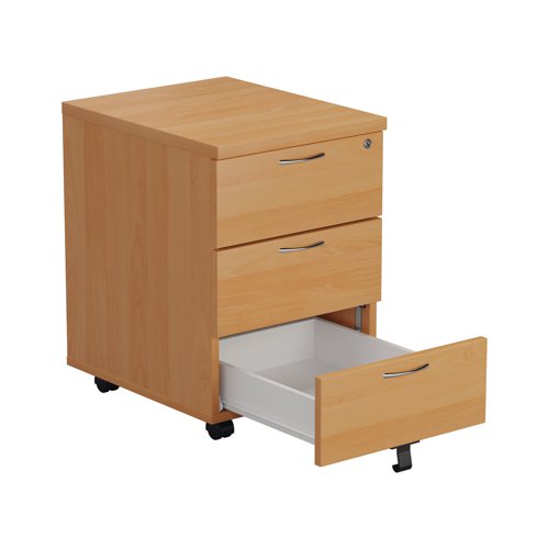 Jemini 3 Drawer Mobile Pedestal 400x500x595mm Beech KF74484 - VOW - KF74484 - McArdle Computer and Office Supplies
