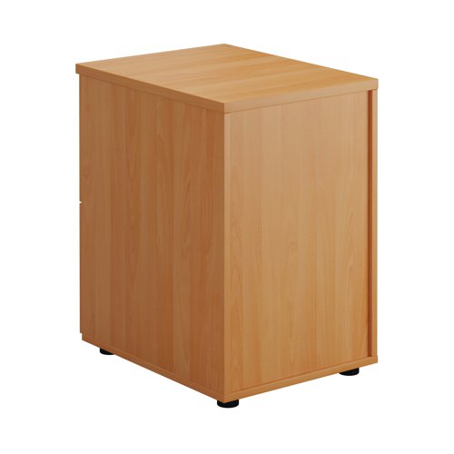 Designed for foolscap suspension files, this First 2 drawer filing cabinet features a robust frame with a contemporary beech finish and anti-tilt technology for secure filing. The 2 drawers are lockable for storing confidential files and have a capacity of 25kg each. This filing cabinet measures W465 x D600 x H710mm.