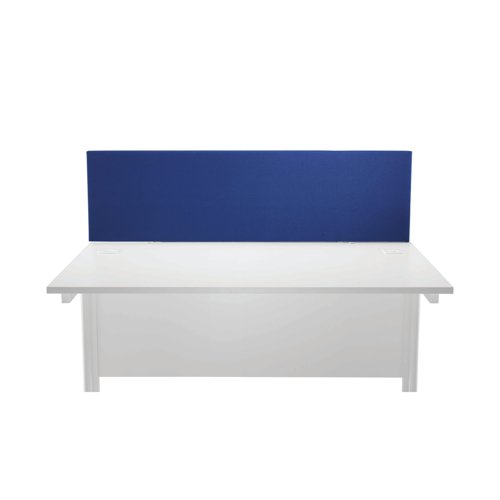 Create a personalised desk space with the First range of desk screens. Ideal for adding privacy to your workstation, or accessorising using a toolrail and a range of fitments. Completed with a high-quality royal blue finish, this desk mounted screen comes supplied with desk clamps for suitable installation. Dimensions: W1400 x H400mm.