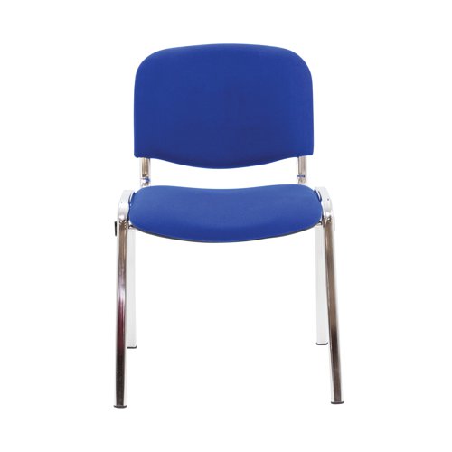 These chairs are a versatile answer to all of your seating needs, combining comfort with practicality. They can be stacked for easy storage, meaning that they are perfect for meeting rooms and conferences where you may need to switch the seating around. The chairs feature an elegant design that provides support to the upper back and provides a cushioned, soft seat upholstered in blue. The legs are made from tough chrome-finish metal to ensure that they will not buckle or break.