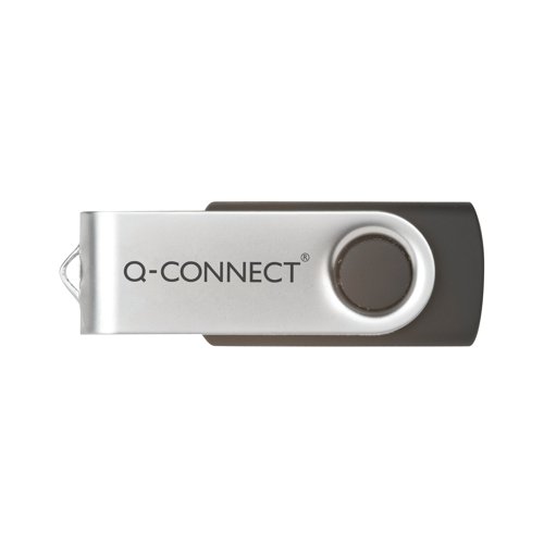 Q-Connect USB 2.0 Swivel 32GB Flash Drive Silver/Black KF76970 VOW