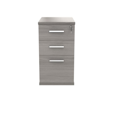 Astin 3 Drawer Desk High Pedestal Lockable 400x500x592mm Alaskan Grey Oak KF77721 VOW