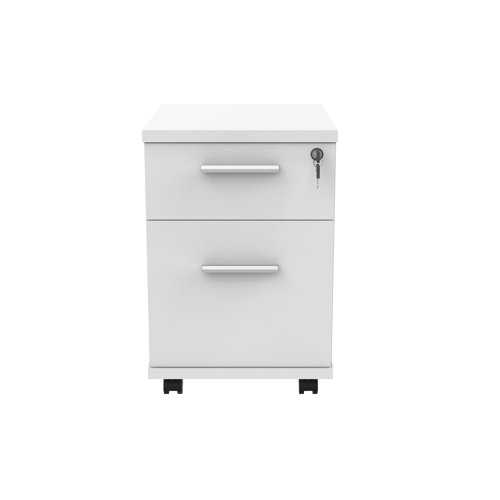 Astin 2 Drawer Mobile Under Desk Pedestal 400x500x590mm Arctic White KF77726 KF77726