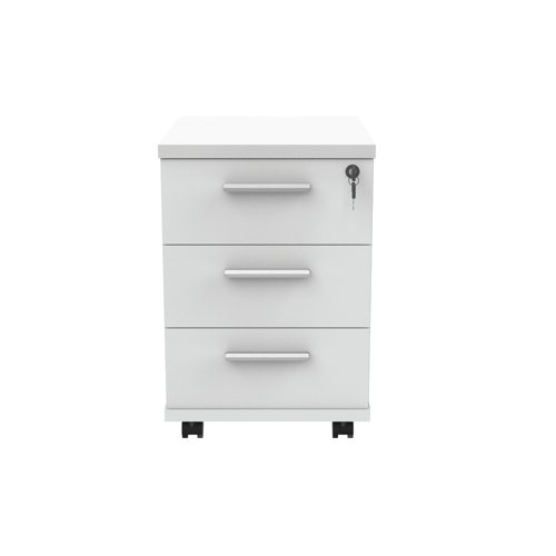 Astin 3 Drawer Mobile Under Desk Pedestal 400x500x590mm Arctic White KF77727 - VOW - KF77727 - McArdle Computer and Office Supplies