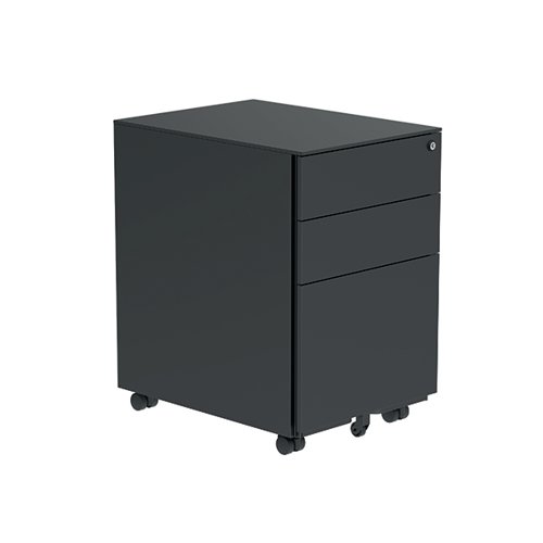 Astin 3 Drawer Mobile Under Desk Steel Pedestal 480x580x610mm Black KF77750