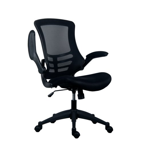 KF77784 Jemini Jaya Mesh Back Chair with Folding Arms 680x670x1070mm Black KF77784