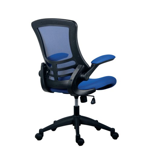 Jemini Jaya Mesh Back Chair with Folding Arms 680x670x1070mm Blue KF77785