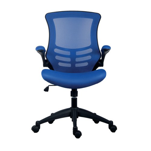 Jemini Jaya Mesh Back Chair with Folding Arms 680x670x1070mm Blue KF77785 KF77785