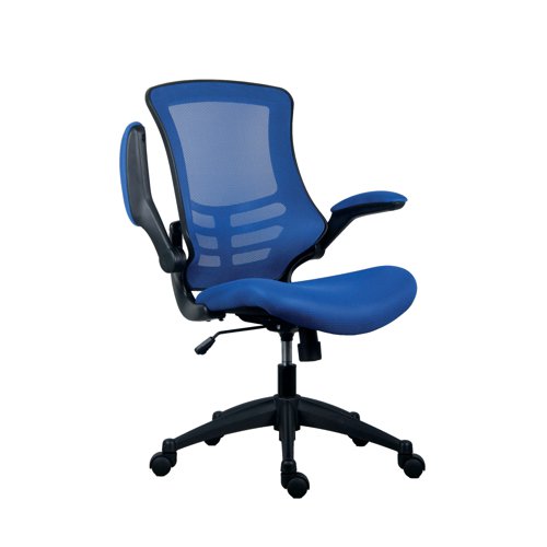 Jemini Jaya Mesh Back Chair with Folding Arms 680x670x1070mm Blue KF77785 VOW