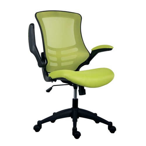 Jemini Jaya Mesh Back Chair with Folding Arms 680x670x1070mm Green KF77786 KF77786