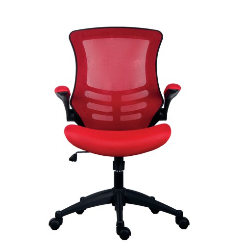 Jemini Jaya Mesh Back Chair with Folding Arms 680x670x1070mm Red KF77788