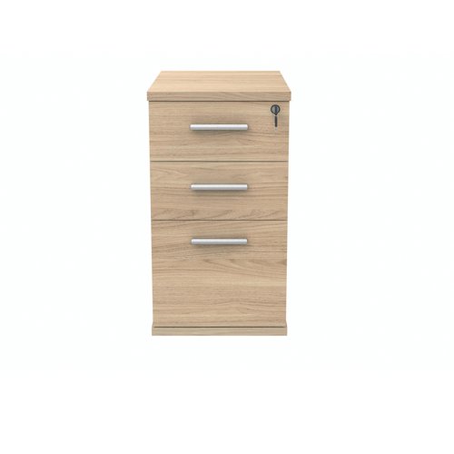 Polaris 3 Drawer Desk High Pedestal 404x600x730mm Canadian Oak KF77875 - VOW - KF77875 - McArdle Computer and Office Supplies