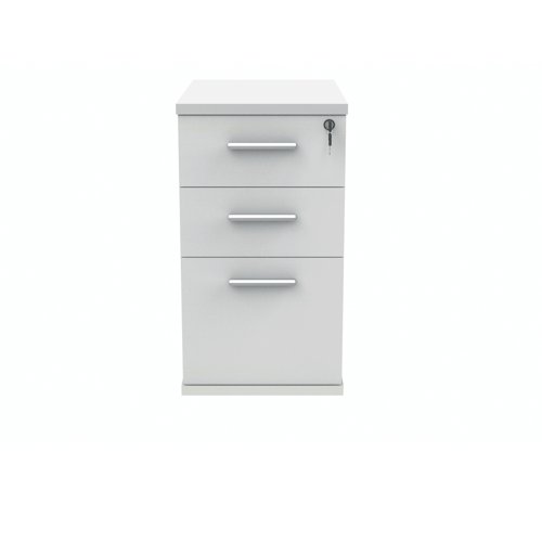 Polaris 3 Drawer Desk High Pedestal 404x600x730mm Arctic White KF77876 - KF77876