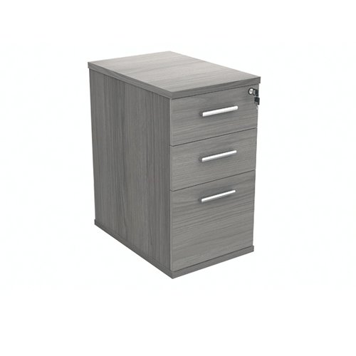Polaris 3 Drawer Desk High Pedestal 404x600x730mm Alaskan Grey Oak KF77877