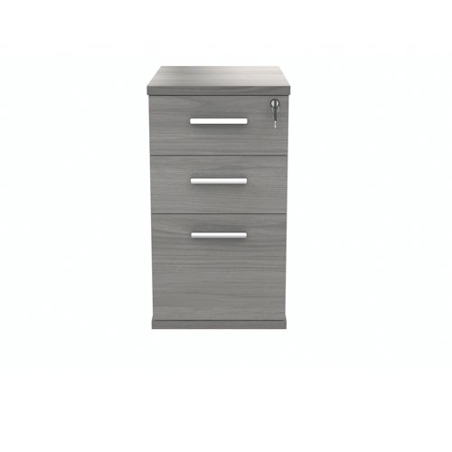 Polaris 3 Drawer Desk High Pedestal 404x600x730mm Alaskan Grey Oak KF77877 KF77877