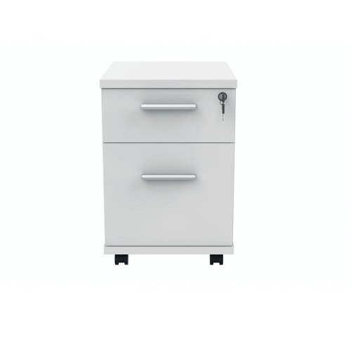 Polaris 2 Drawer Mobile Under Desk Pedestal 404x500x595mm Arctic White KF77886 - KF77886