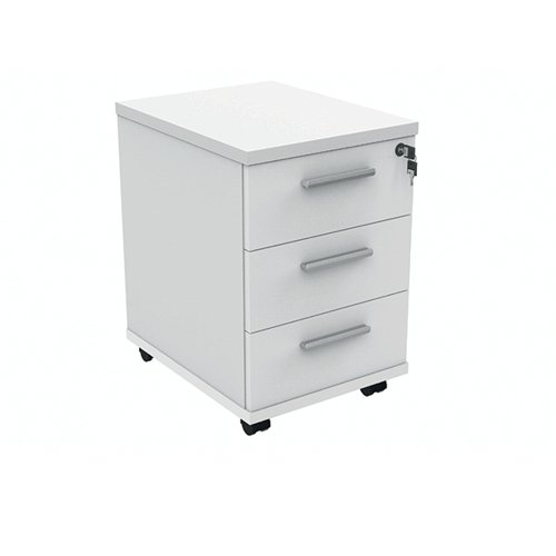 Polaris 3 Drawer Mobile Under Desk Pedestal 404x500x595mm Arctic White KF77887 - VOW - KF77887 - McArdle Computer and Office Supplies
