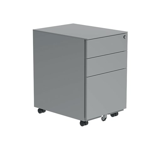 Polaris 3 Drawer Mobile Under Desk Steel Pedestal 480x680x580mm Silver KF77906 - KF77906