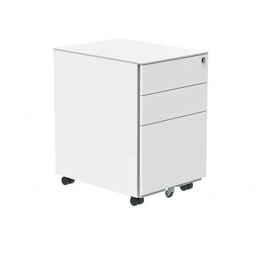 Polaris 3 Drawer Mobile Under Desk Steel Pedestal 480x680x580mm White KF77907 - KF77907