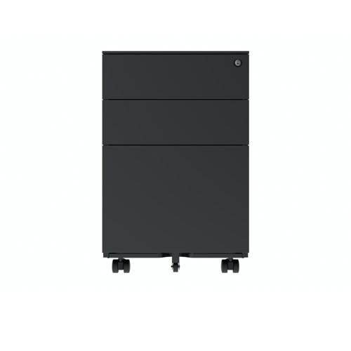 Polaris 3 Drawer Mobile Under Desk Steel Pedestal 480x680x580mm Black KF77908 - KF77908