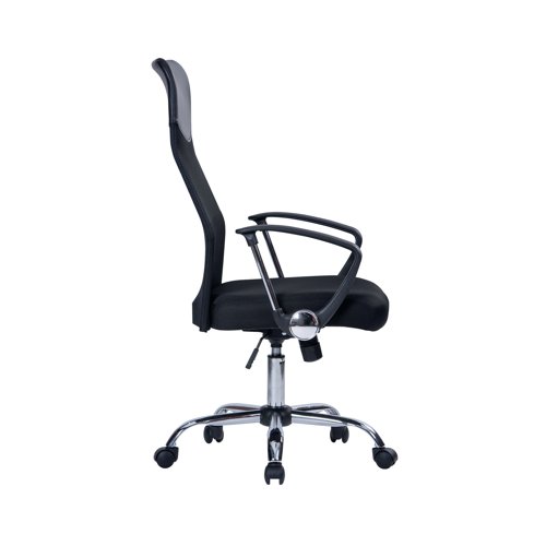 The Jemini Carlos is a high back mesh office chair with fixed arms. Ideal for small offices and meeting rooms. It provides ergonomic support, breathability, and professional style in a space-saving design. With a recommended usage time of 8 hours.