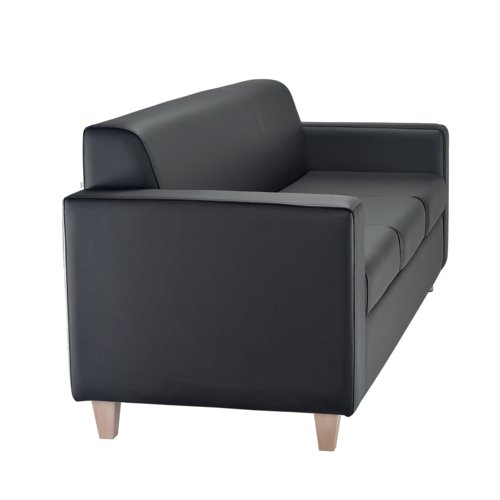 Jemini Iceberg 3 Seater Sofa 1930x750x800mm Wooden Feet Polyurethane Black KF78028 Reception Chairs KF78028