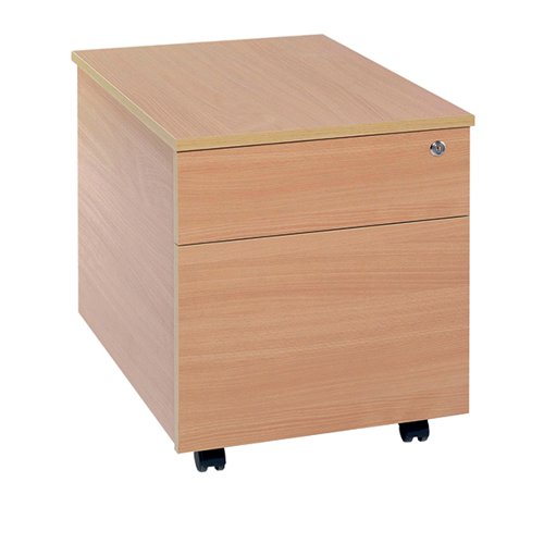 Serrion 2 Drawer Mobile Pedestal 400x450x550mm Beech KF78099 - VOW - KF78099 - McArdle Computer and Office Supplies
