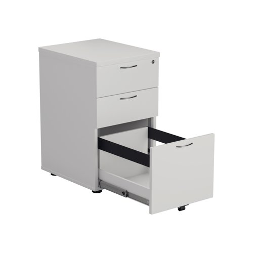 KF78664 Jemini 3 Drawer Under Desk Pedestal 404x500x690mm White KF78664