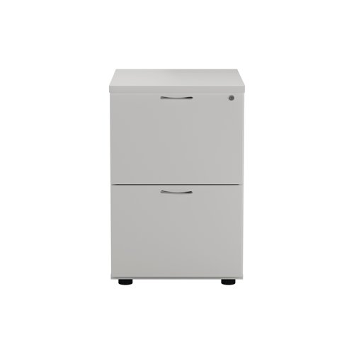 Designed for foolscap suspension files, this Jemini 2 drawer filing cabinet provides a sturdy and robust filing solution. The robust frame has anti-tilt technology for secure filing. The 2 drawers are lockable for storing confidential files and have a capacity of 25kg each. This filing cabinet measures 464x600x710mm and complements office furniture from both the Jemini and Arista ranges.