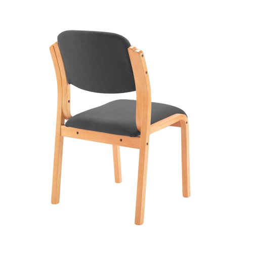 This chair is a great addition to any reception area; combining comfort, style and reliability. The chair has a stylish wooden frame and is stackable up to 4 high for convenient storage. The padded seat and back are upholstered in charcoal pyra fabric and the chair complements other furniture from the Jemini Reception Seating range.