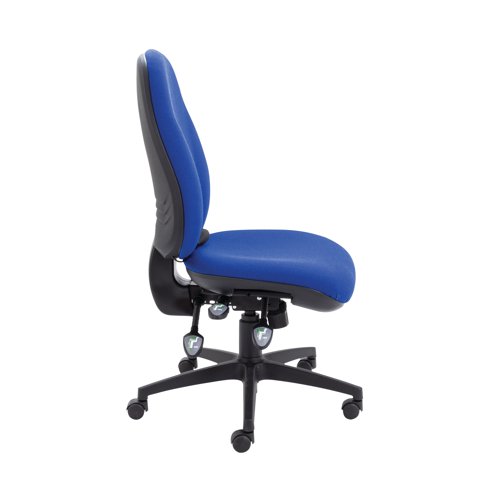 KF78700 | Comfortable radial back posture task chair, ideal for lower back and lumbar support. Fitted with asynchro mechanism with tilt tension control, adjustable lumbar and seat slide. Shown with optional height adjustable arm.