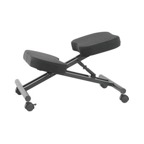 Ideal for promoting good posture, this kneeling chair helps to balance the spine properly over the pelvis, as well as helping to stimulate movement and keep joints and muscles active while sitting. Fitted with castors for ease of movement, it is presented in black and has a black epoxy coated steel construction.