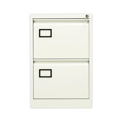 Jemini 2 Drawer Filing Cabinet Lockable 470x622x711mm White KF78706 - KF78706