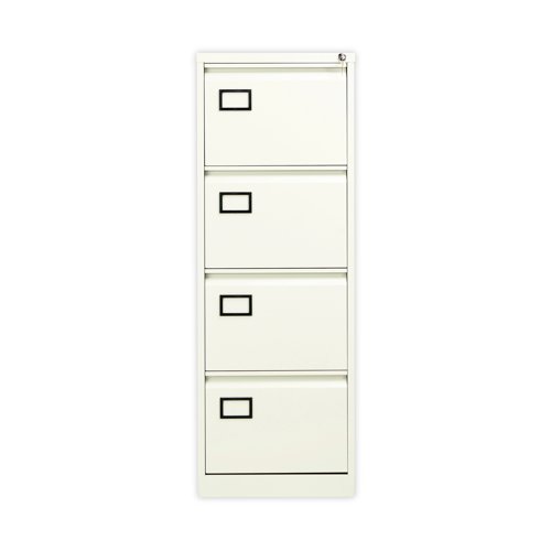 Jemini 4 Drawer Filing Cabinet Lockable 470x622x1321mm White KF78708 Filing Cabinets KF78708
