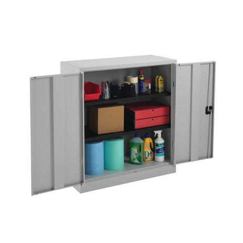 Talos Double Door Stationery Cupboard 920x420x1000mm Grey KF78752 - KF78752