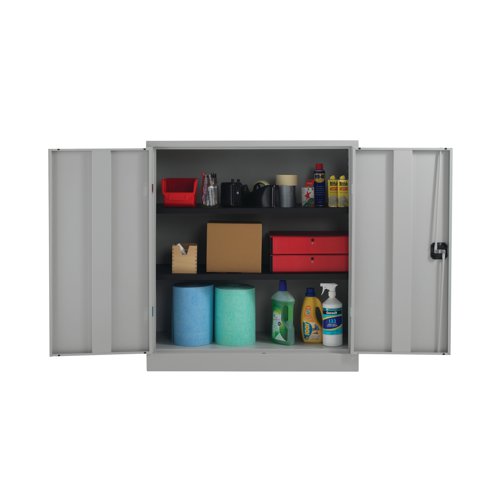 With a fully welded construction and lockable, reinforced doors, these stationery cupboards are ideal for use in virtually any environment. Supplied in a tasteful grey, the doors are wide opening for ease of access and have rubber stops for silent closing. Supplied with dual purpose shelves that are height adjustable at 36mm increments, have a weight capacity of 50kg, and are suitable for use with suspension files.