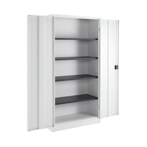 Talos Double Door Stationery Cupboard 920x420x1790mm White KF78755 - KF78755