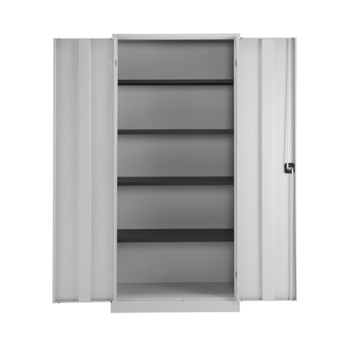 KF78756 | With a fully welded construction and lockable, reinforced doors, these stationery cupboards are ideal for use in virtually any environment. Supplied in a tasteful grey, the doors are wide opening for ease of access and have rubber stops for silent closing. Supplied with dual purpose shelves that are height adjustable at 36mm increments, have a weight capacity of 50kg, and are suitable for use with suspension files. Contents not included.