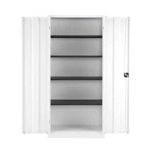 Talos Double Door Stationery Cupboard 920x420x1950mm White KF78757 VOW