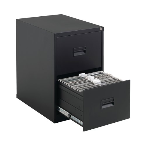 Talos 2 Drawer Filing Cabinet 465x620x700mm Black KF78762 - KF78762