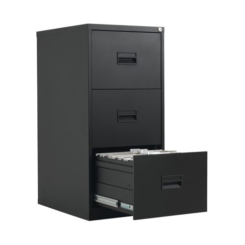 Talos 3 Drawer Filing Cabinet 465x620x1000mm Black KF78766 - KF78766