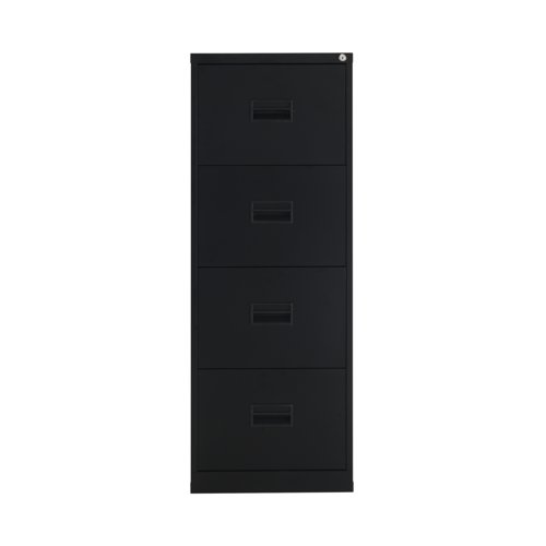 KF78770 | With drawers that are 100% extendable for full access to the contents, these 4 drawer filing cabinets have a fully welded construction and lockable doors for use in virtually any environment. Suitable for use with both A4 and Foolscap files, the unit also benefits from an anti-tilt system that only allows one drawer to be opened at a time and has plastic inset drawer handles incorporating a card holder for easy identification and labelling. Each drawer has a weight capacity of 40kg. Contents not included.