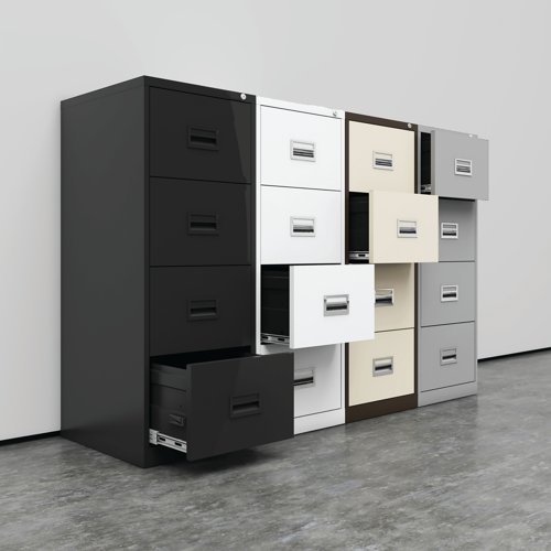 Talos 4 Drawer Filing Cabinet 465x620x1300mm Black KF78770 VOW