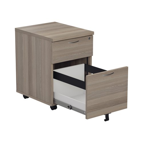 Jemini 2 Drawer Mobile Pedestal 404x500x595mm Grey Oak KF78943 - VOW - KF78943 - McArdle Computer and Office Supplies