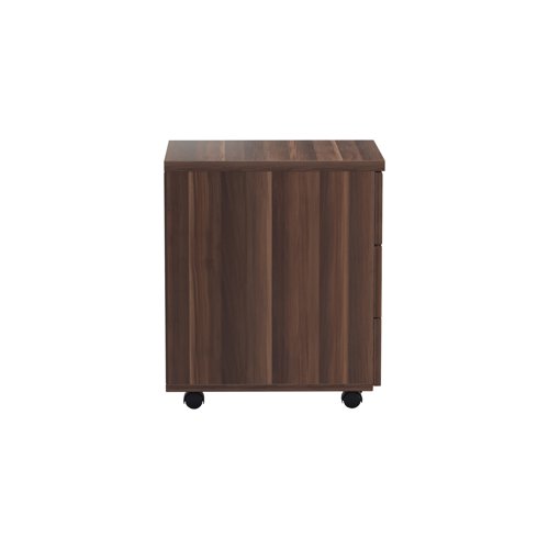 Jemini 3 Drawer Mobile Pedestal 400x500x595mm Walnut KF78944 - VOW - KF78944 - McArdle Computer and Office Supplies